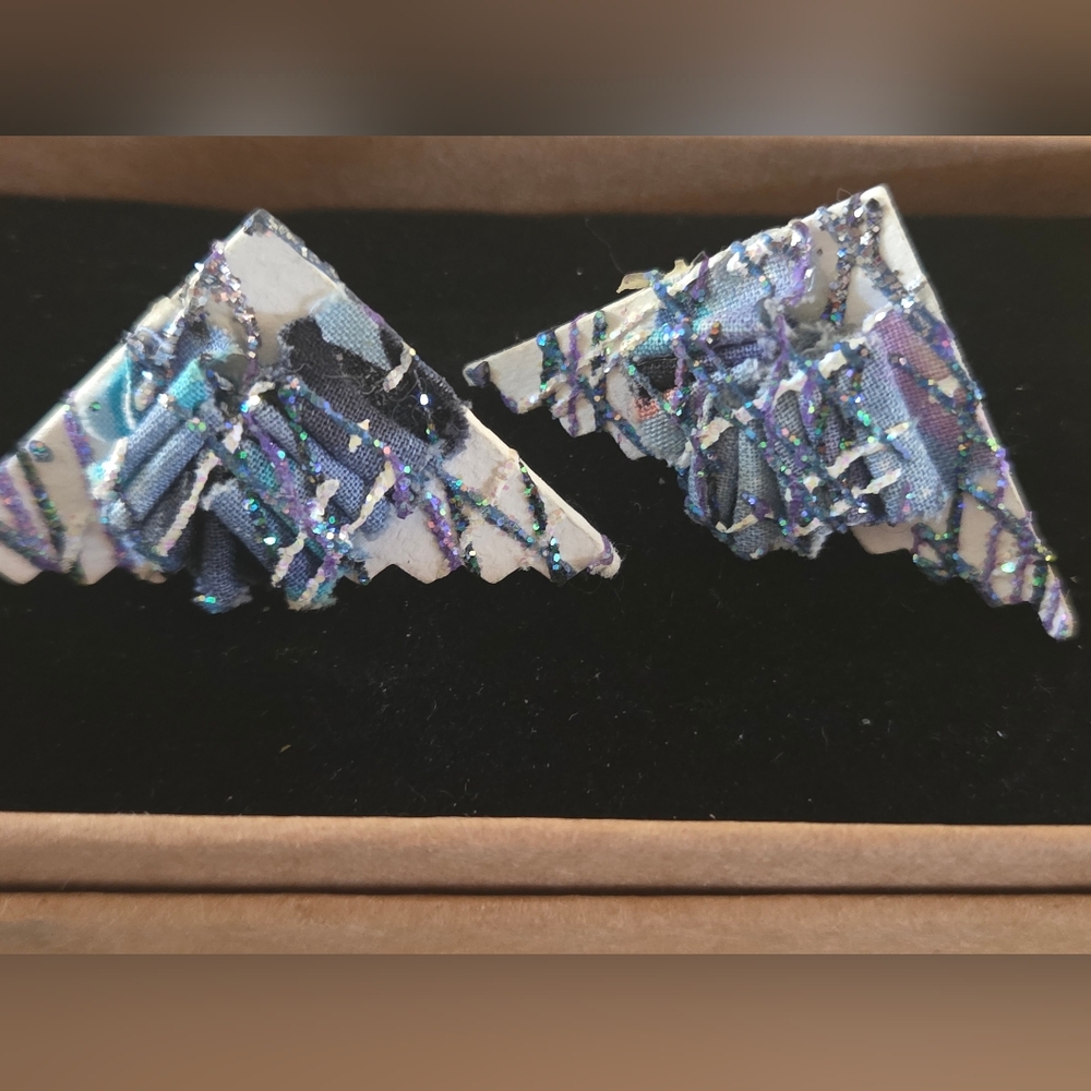 80s Handmade Geometric Multicolor Earrings